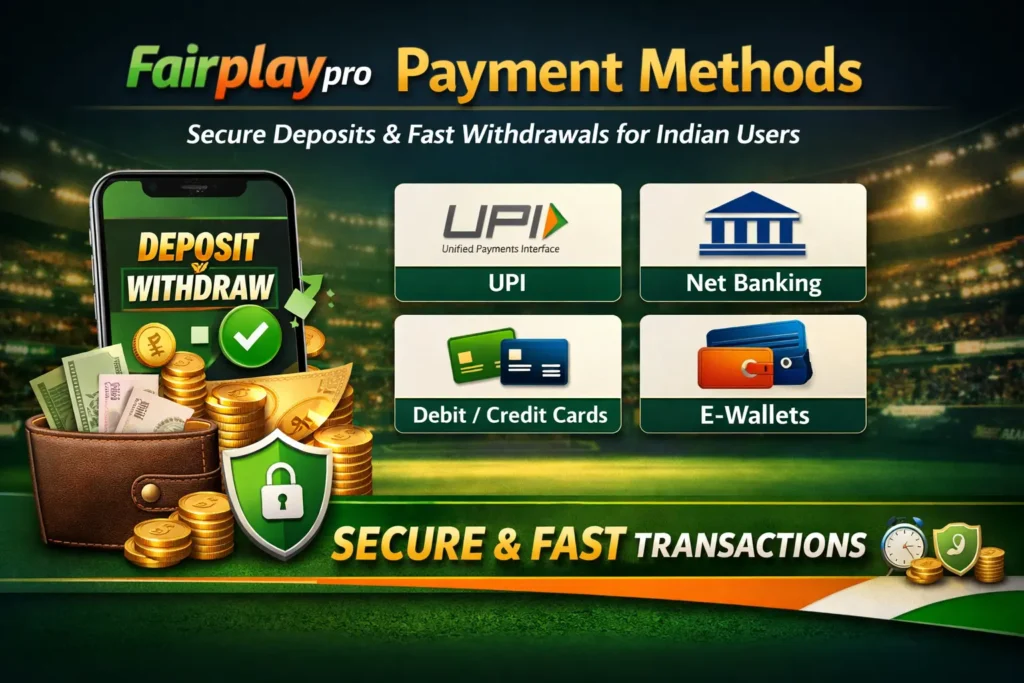 Fairplaypro Payment Methods – Secure Deposits & Fast Withdrawals for Indian Users